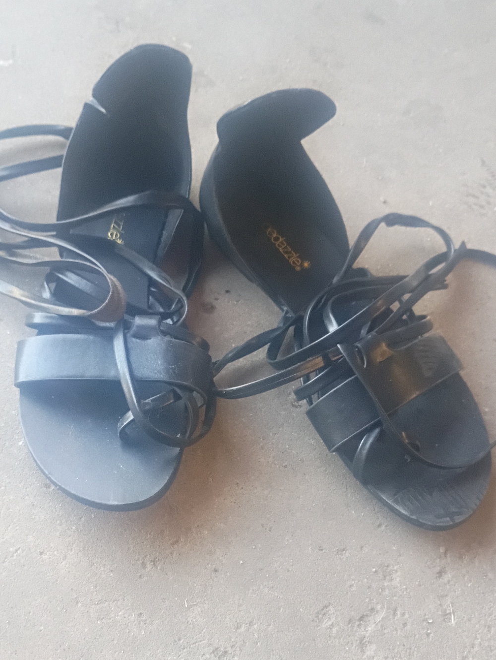 Shoe Dazzle Black Lace-Up Strappy Sandals